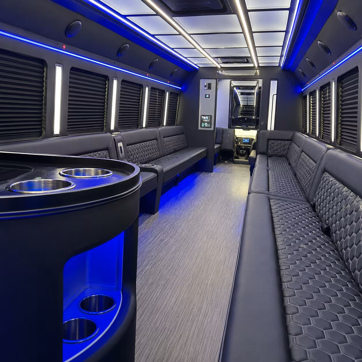 Berkeley Birthday, Sweet 16, & Quinceañera Transportation party bus interior