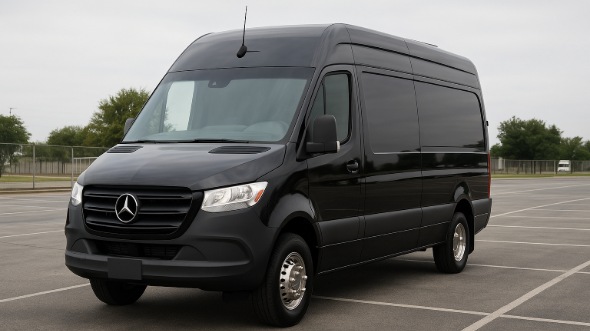 Exterior of Charter Bus Company San Leandro's 14 Passenger Sprinter Limousine in San Leandro