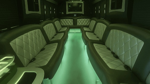 Interior of Charter Bus Company Alameda's 40 Passenger Party Bus in Alameda