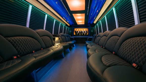 Interior of Charter Bus Company Oakland's 50 Passenger Party Bus in Oakland